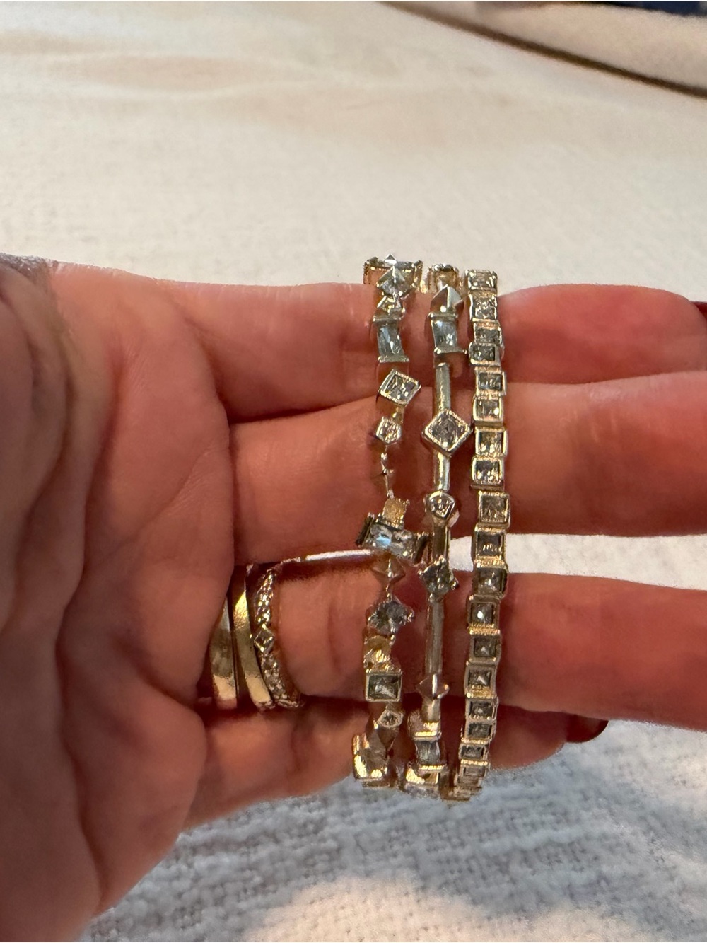 Kendra Scott Gold-Tone Crystal Stackable Bangle Set - Picture 6 of 8